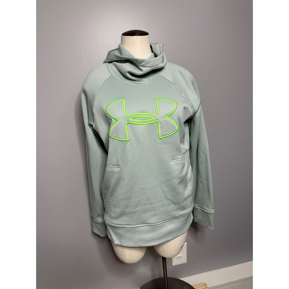 Under Armour ColdGear Storm Hoodie Sage Green Lime Logo Small Athleisure Sporty